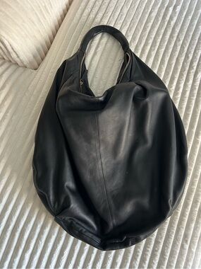 Anthropologie large black leather slouchy hobo bag
